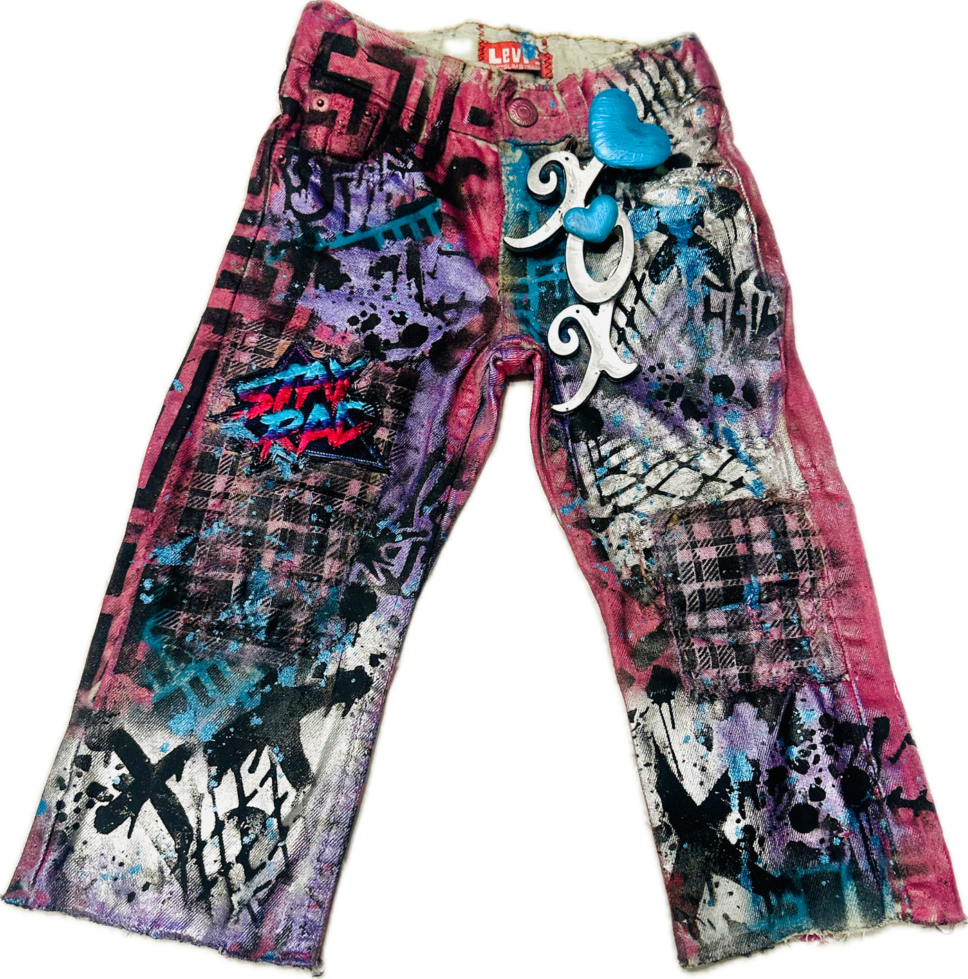 Kids “Stay Rad” Custom Denim Jeans, Size 2