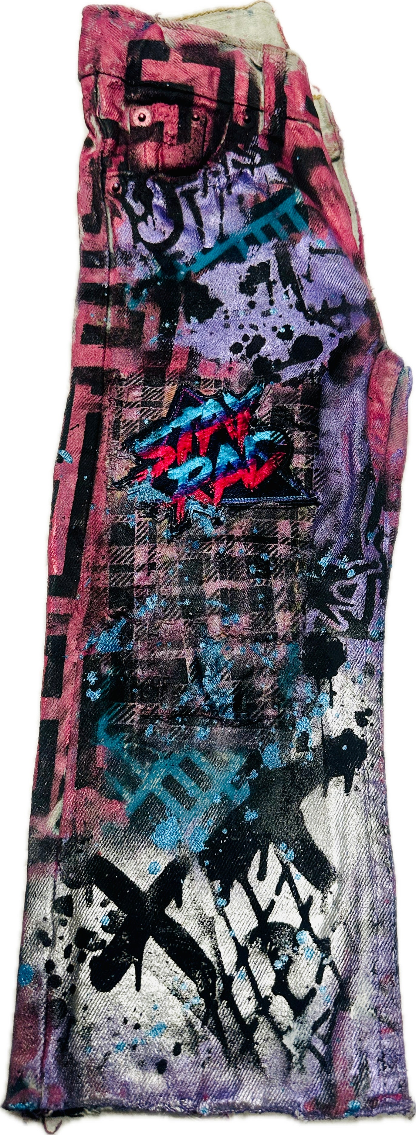 Kids “Stay Rad” Custom Denim Jeans, Size 2