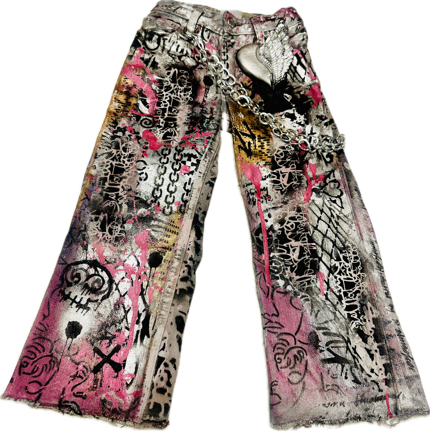 Girls Graffiti Custom Denim Jeans, Size 8