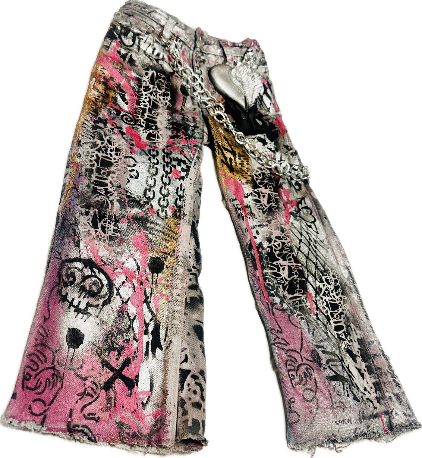 Girls Graffiti Custom Denim Jeans, Size 8