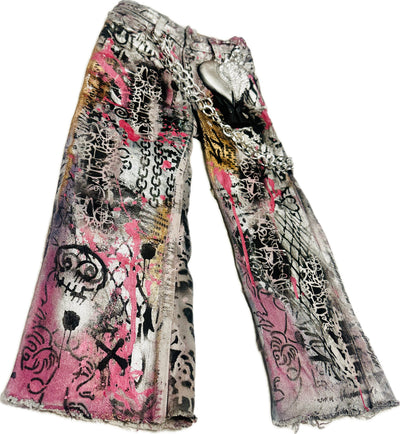 Girls Graffiti Custom Denim Jeans, Size 8