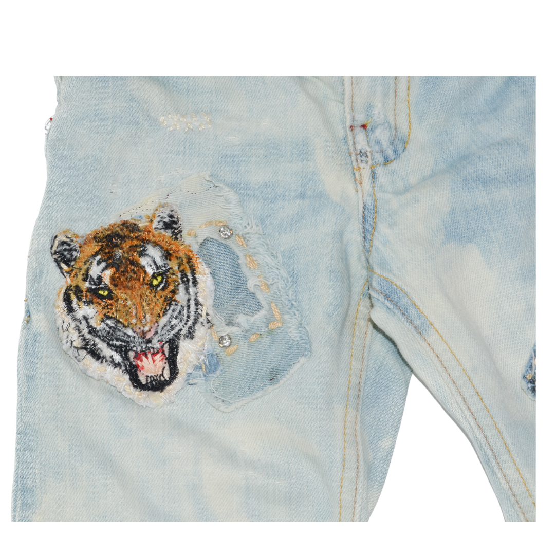 "Eye if the Tiger" - Denim Jeans/Capris, Size 2