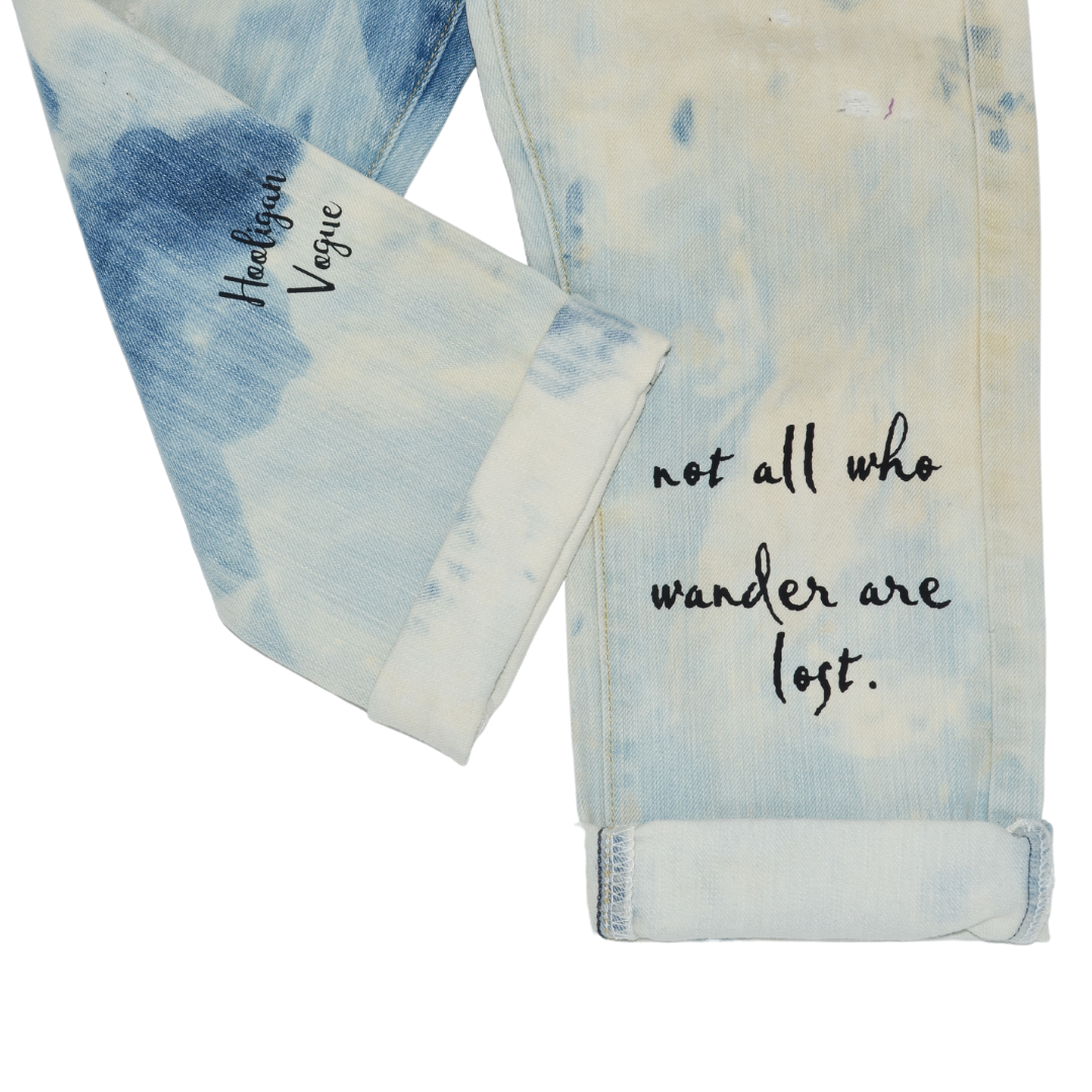 "Not all who wonder are Lost" - Denim Jeans, Size 6